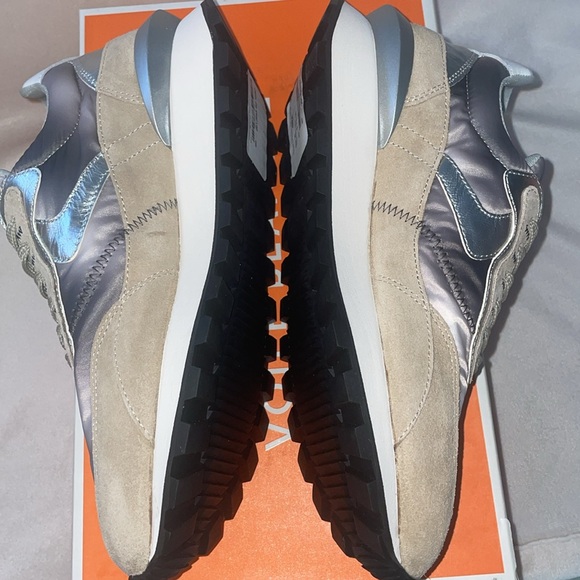 NWT VOILE BLANCHE QWARK HYPE WOMAN Leather and Fabric Sneakers in Grey-Beige - Picture 14 of 15